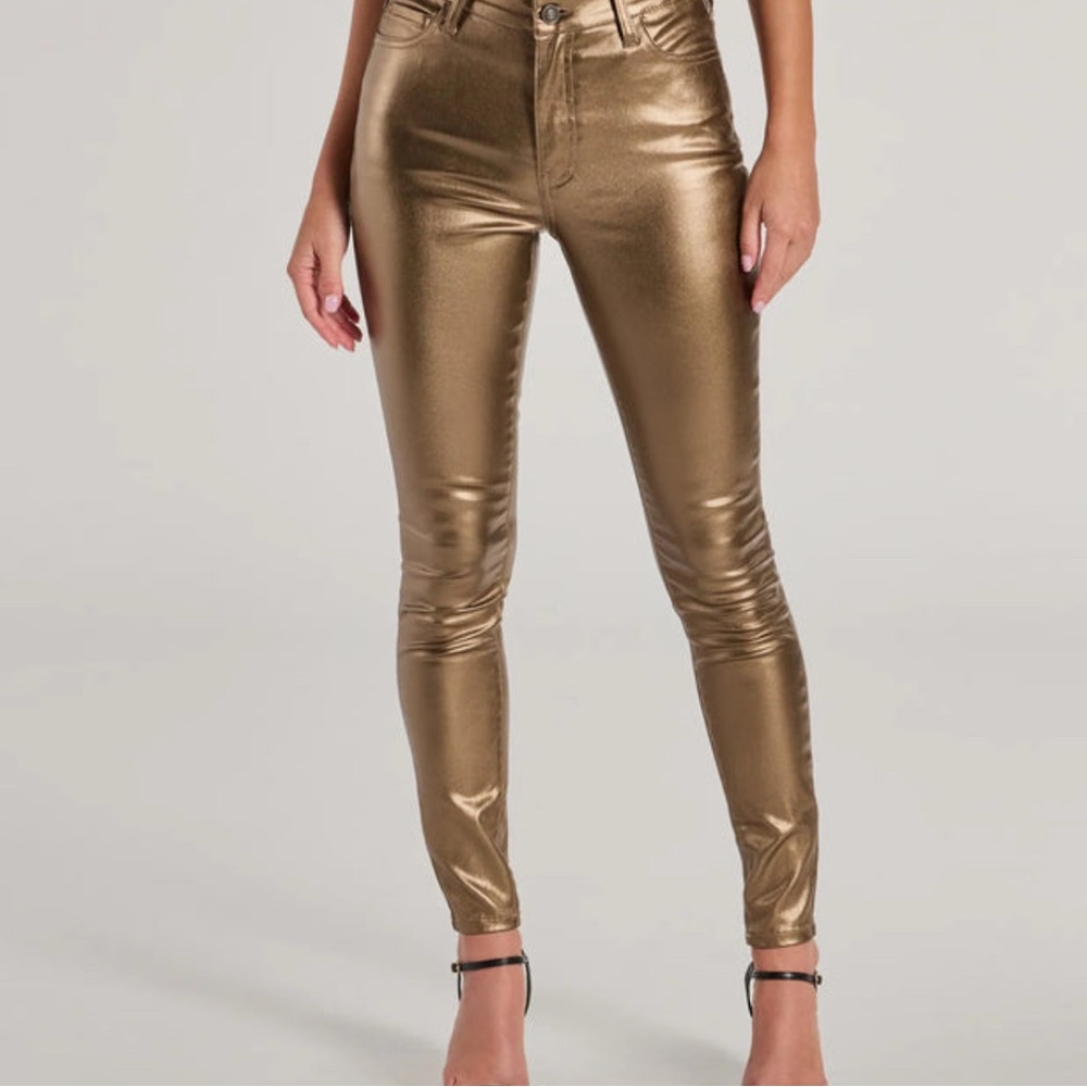 Shiny Gold Metallic Skinny Pants
